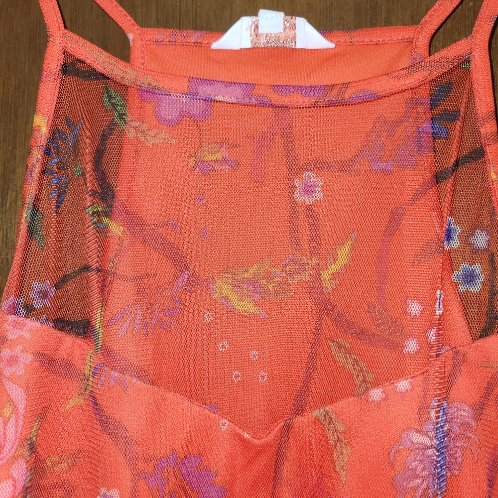 Candie's Orange and Purple Floral Mesh Halter Dress‎ NWT! - Picture 2 of 7